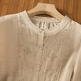 thumbnail image 6 of Ounisa Shirts for Women Summer Embroidered Cotton Linen Blouse 3/4 Sleeve Stand Up Collar Top Vintage Boho Causal Button Shirt, 6 of 8