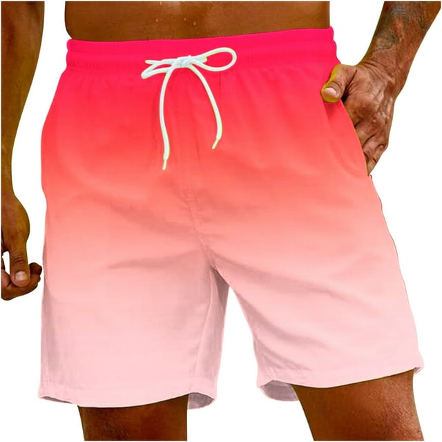 Gradient Shorts for Mens, Summer Relaxed Fit Trunks, Vacation Beach Shorts, Classic Drawstring Board Shorts, Surfing Short Swim Shorts, Resort Swimwear