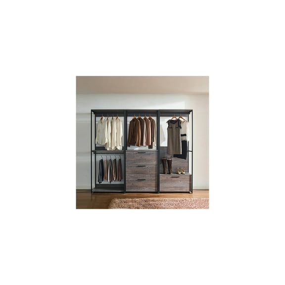 Klair Living Monica Contemporary Engineered Wood & Metal Closet in Gray/Black