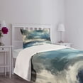 thumbnail image 3 of Ambesonne Navy Blue Quilted Bedspread Set 2 Pcs, Modern Abstract Paint Art, Twin Size, Sea Blue Ecru and Coconut, 3 of 4
