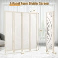 thumbnail image 3 of Costway 66" Boho 4-Panel Room Divider with Carved Pattern & Solid Wood Frame 360° Hinges, 3 of 10