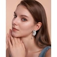 thumbnail image 3 of 18K Gold Statement Earrings for Women by Leander, Chunky Dangle Leaf Fan Shape Flower Earrings, Vintage Boho Accessories by Leander, 18K Gold Plated Trendy Fashion Jewelry Gifts, 3 of 5