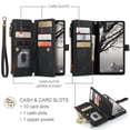 thumbnail image 2 of Allytech Wallet Case for Samsung Galaxy A53 5G, Card Slots + Cash Slot + Zipper Pocket Large Capacity PU Leather Case with Hand Strap, [All-Round Shockproof] Wireless Charging Kickstand Case, Black, 2 of 10