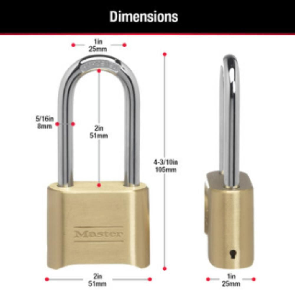 (4 pack) Master Lock 2 in Wide Resettable Combination Brass Padlock with 2-1/4in Shackle