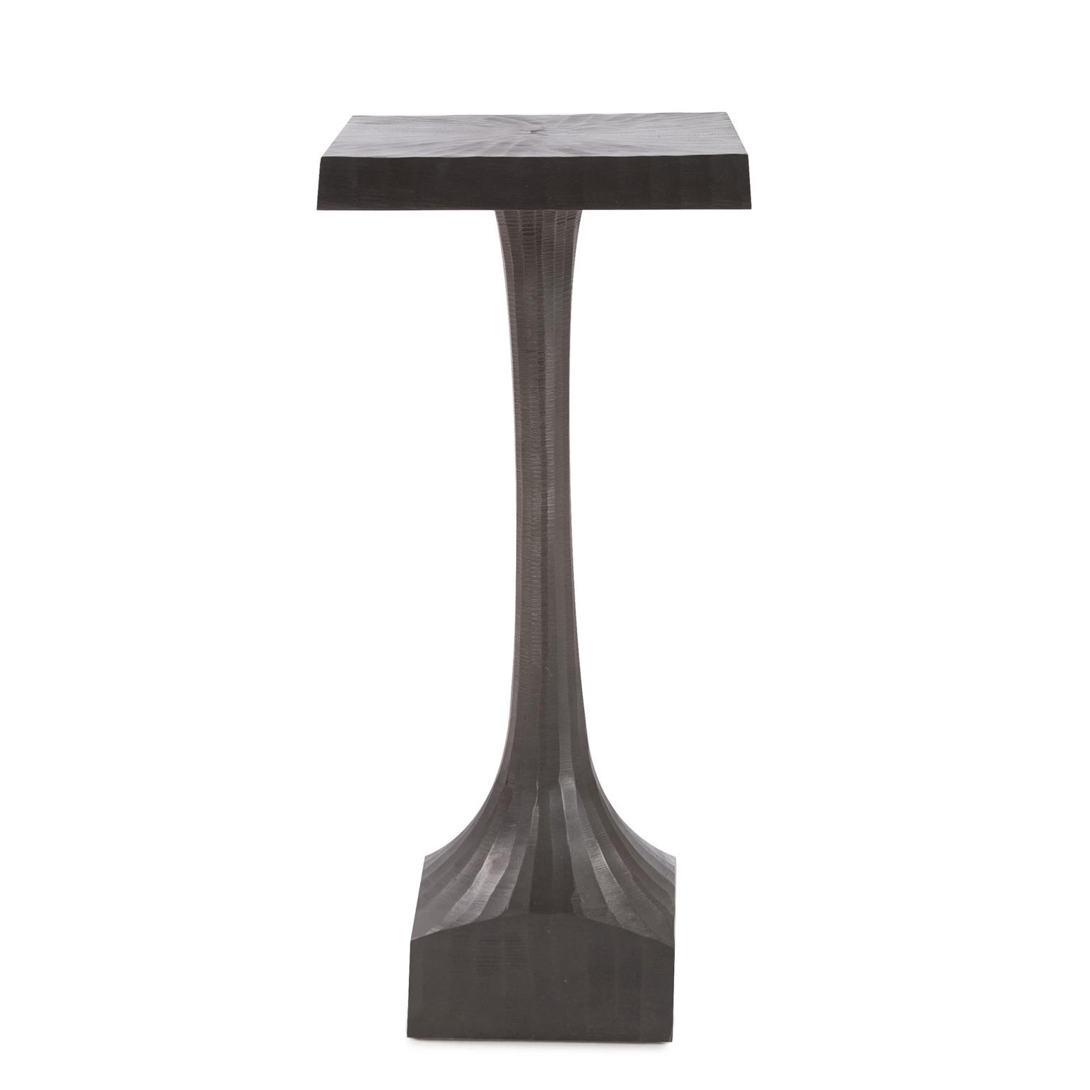 Tyler Dillon Square Graphite Chiseled Metal Martini Accent Table