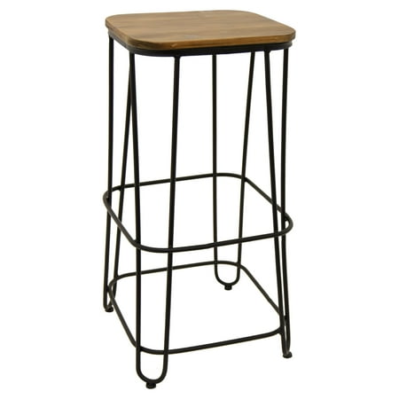 Three Hands Tall Metal End Table with Wood Top - Walmart.com