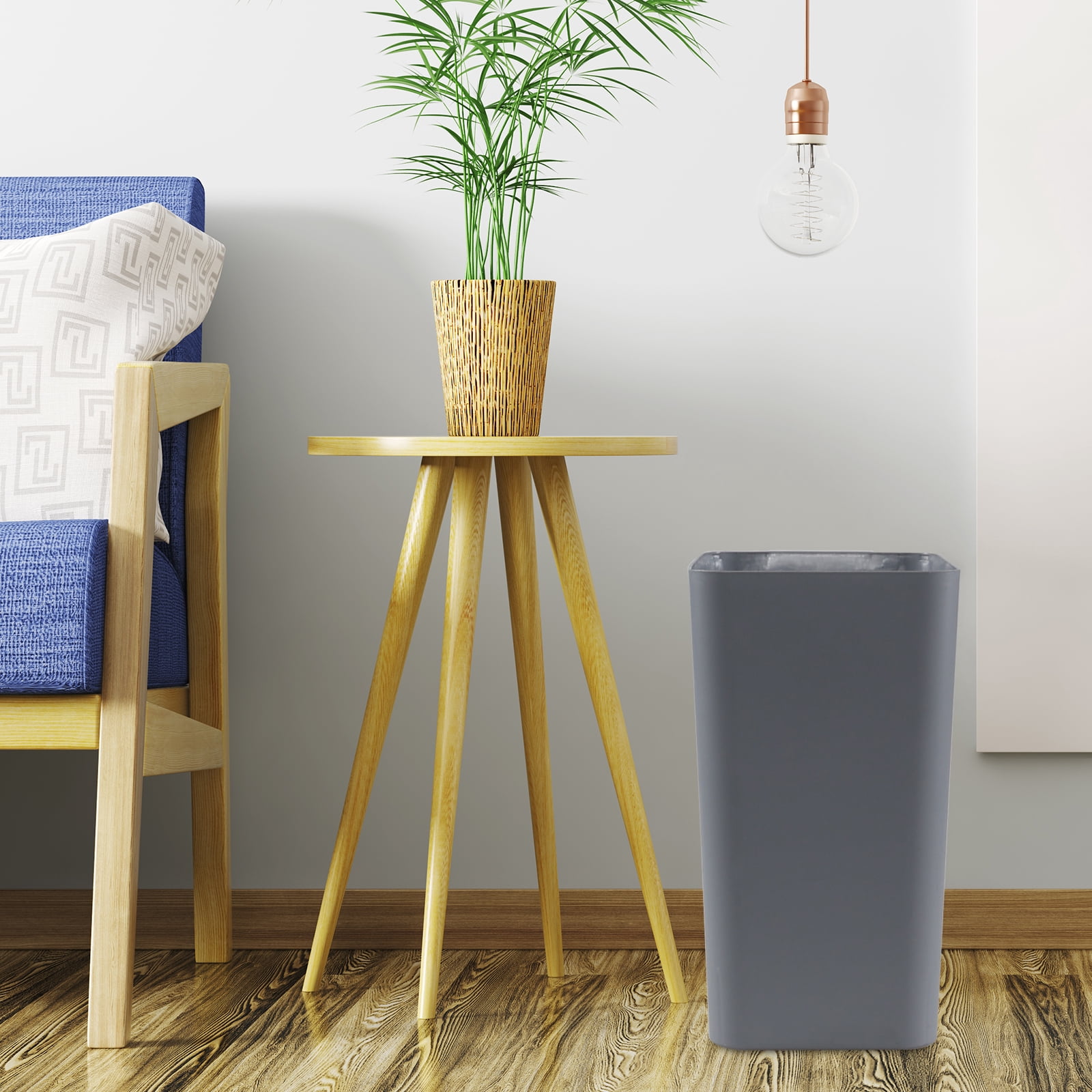 Xyskin Grey Plastic Trash Can, Garbage Container Bin, Trash Wastebasket, 4.5 Gallon, 3 Pack