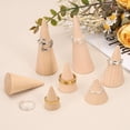 thumbnail image 4 of Uxcell Wood Cone Ring Holder, 4Pcs Wooden Finger Jewelry Ring Display Stand Organizer Wood Cones Rack for DIY Art Crafts, Wood Color (75x30mm), 4 of 7