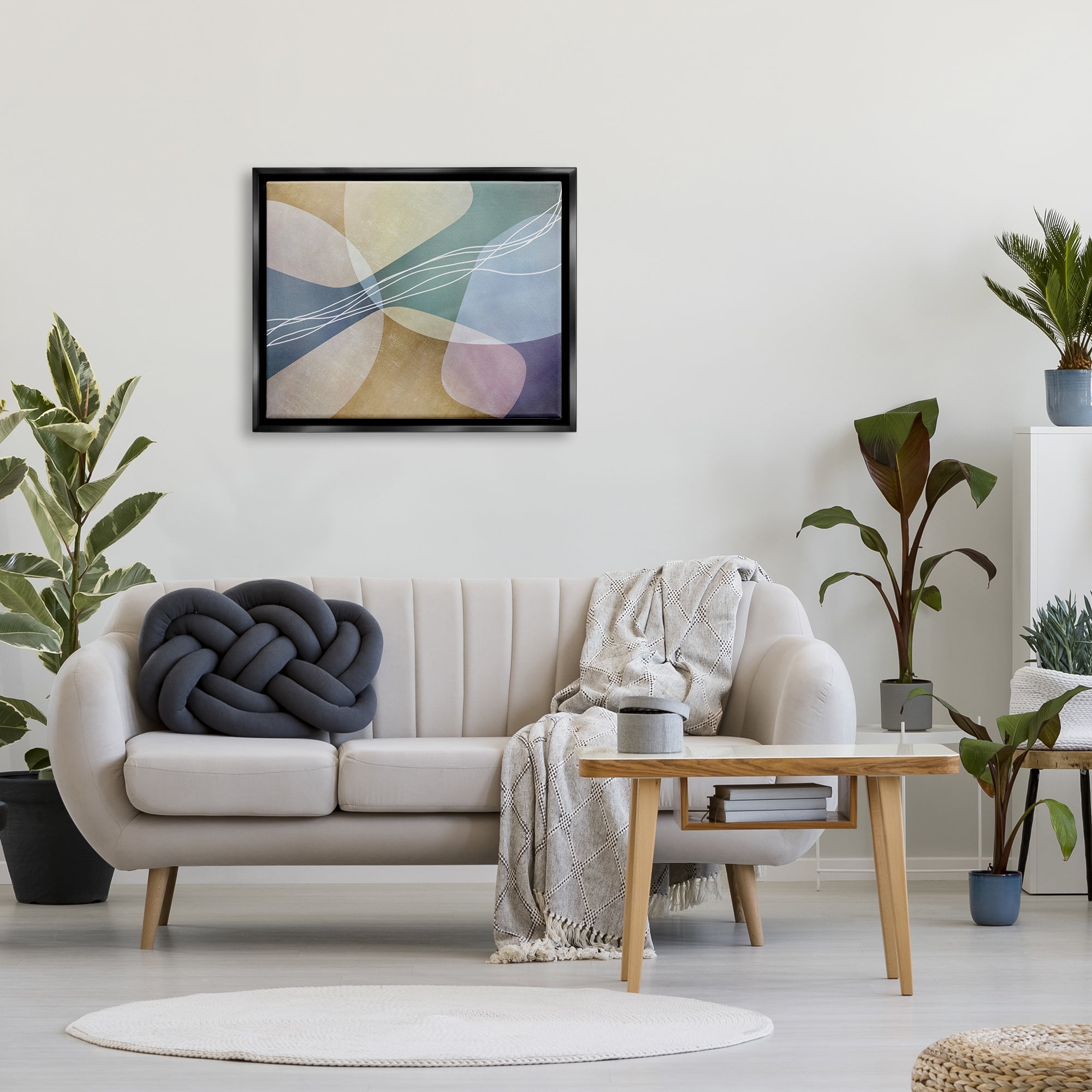 Stupell Industries Abstract Shapes & Lines Abstract Painting Black Floater Framed Art Print Wall Art, 31 x 25