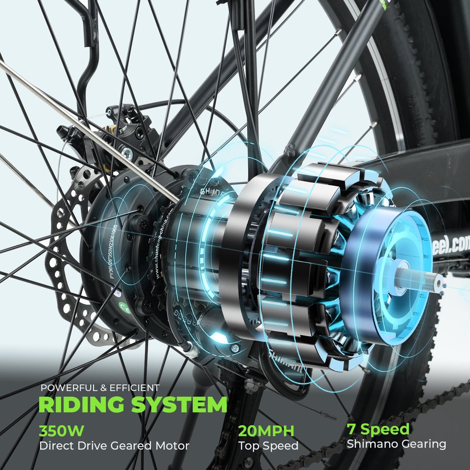 isinwheel 26'' Electric Bike for Adults, 350W Electric Cruiser Bicycle up to 45 Miles, Removeable Battery, 7-Speed and Shock Absorber Commuter E-Bike