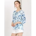thumbnail image 3 of INSPIRE CHIC Women's Tie V Neck Boho Ruffled 3/4 Sleeve Floral Blouse, 3 of 6