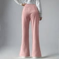 thumbnail image 5 of Inleife Women's Casual Pants Solid Color Loose Comfortable Outdoor Corduroy Flared Trouserst Leg Pants, 5 of 6