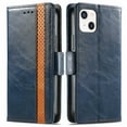 thumbnail image 3 of Étui pour iPhone 13 Mini en Cuir Portefeuille Folio Design Livre à Rabat Fermeture Magnétique - Bleu, 3 of 5