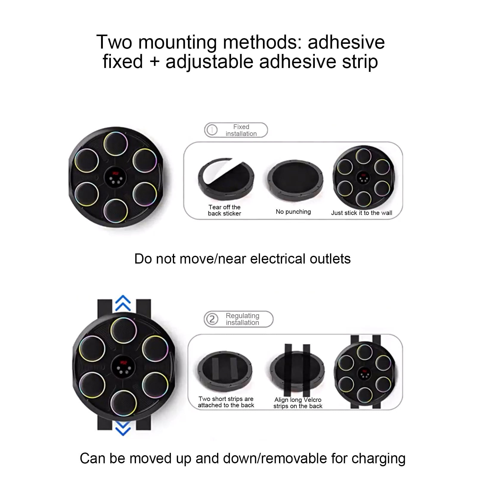 Bluetooth Music Boxing Trainer with Smart Counter and Wall Mount, Interactive Home Workout Equipment for Childs Adults Stress Relief Fitness in Living Room Office Gym