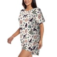 thumbnail image 2 of Kdxio Black Cat And Snake Print Pajamas Sets for Women Short-Sleeved Pjs with Lounge Shorts Two Piece Sleepwear S-4XL, 2 of 9
