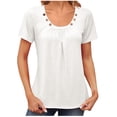 thumbnail image 2 of AherBiu T-Shirts pour Femmes Col Rond Manches Courtes T-Shirts Décontractés Légers Confortables Extensibles en Coton T-Shirts Hauts, 2 of 6