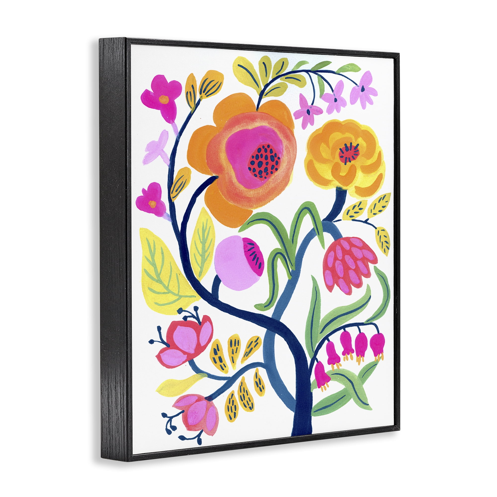 Stupell Industries Blue Tree with Warm Flowers Black Framed Giclee Art, design by Suzanne Allard