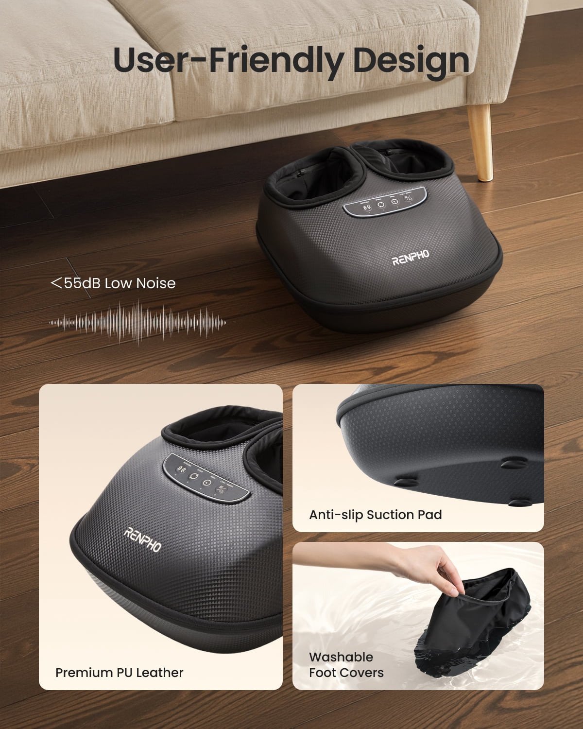 RENPHO Foot Massager with Heat, Deep Kneading Shiatsu Foot Massage for Plantar Fasciitis Neuropathy with 3 Air Compression, Valentines Gifts for Women