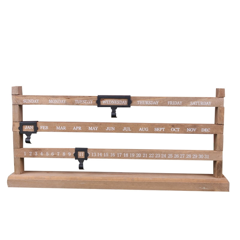 Perpetual Desk Calendar, Sliding Wooden Calendar for Home Decor ，Office