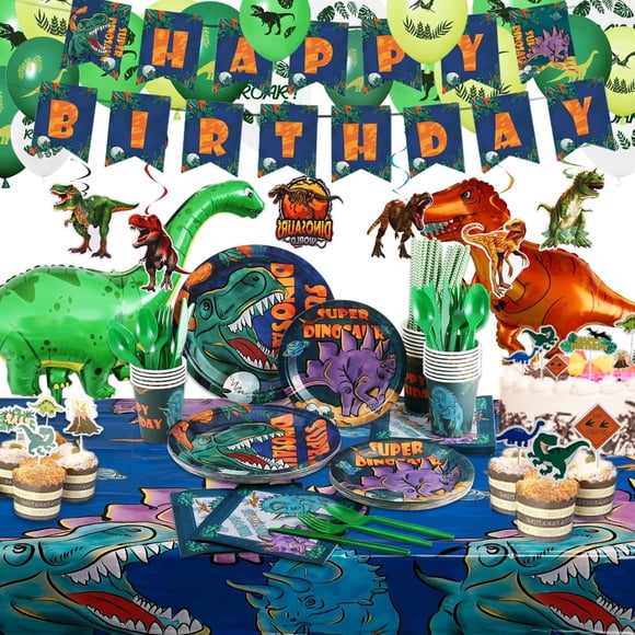 Kit de artículos de fiesta Vinfo Dinosaur Birthday para niños de 20 invitados