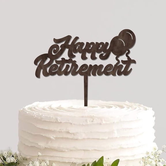 Happy Retirement Rustic Wood Cupcake Topper Not Edible Cake Topper Pick Pastries Party Cake Decoration for Retirement Party Decor Novelty Retirement Gift for Grandparents