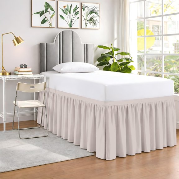SGI Bedding Dorm Room Bed Skirt | Twin XL 36" Ruffled Microfiber Bed Skirt | Fade Resistant, Wrinkle Free, Anti-static, Decorative, Extra Storage Space, Clutter-Free | Lt. Blue