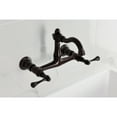 thumbnail image 4 of Kingston Brass KS3255BL Vintage Double-Handle Wall-Mount Bridge Kitchen Faucet, Oil Rubbed Bronze, 4 of 7