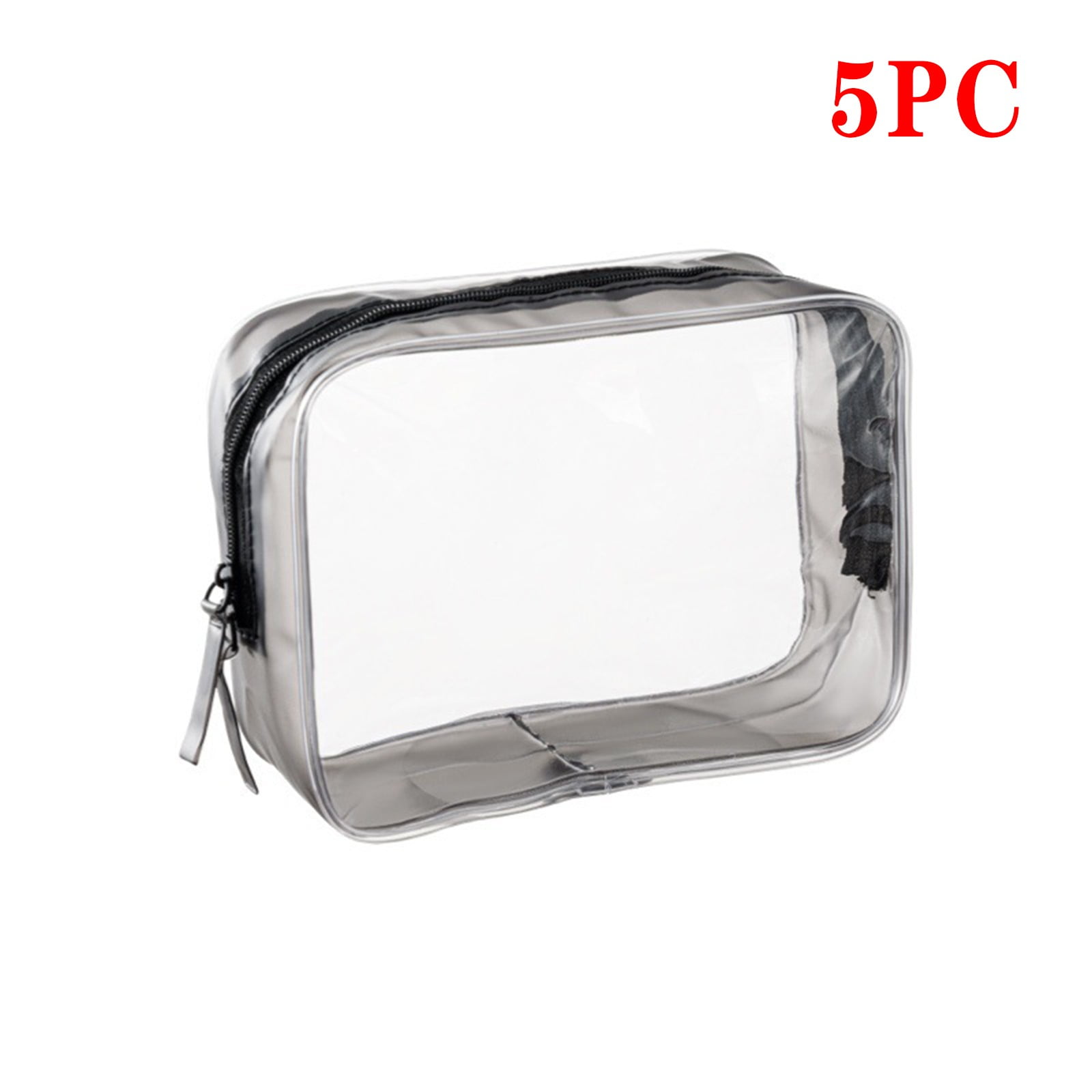 5 Pack Clear Portable Cosmetic Makeup Bag Zippered Toiletry Carry