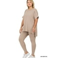 thumbnail image 2 of Zenana Women's Brushed DTY Microfier Round Neck Short Sleeve Hi-Low Hem & Full Length Leggings Loungewear Set, 2 of 4