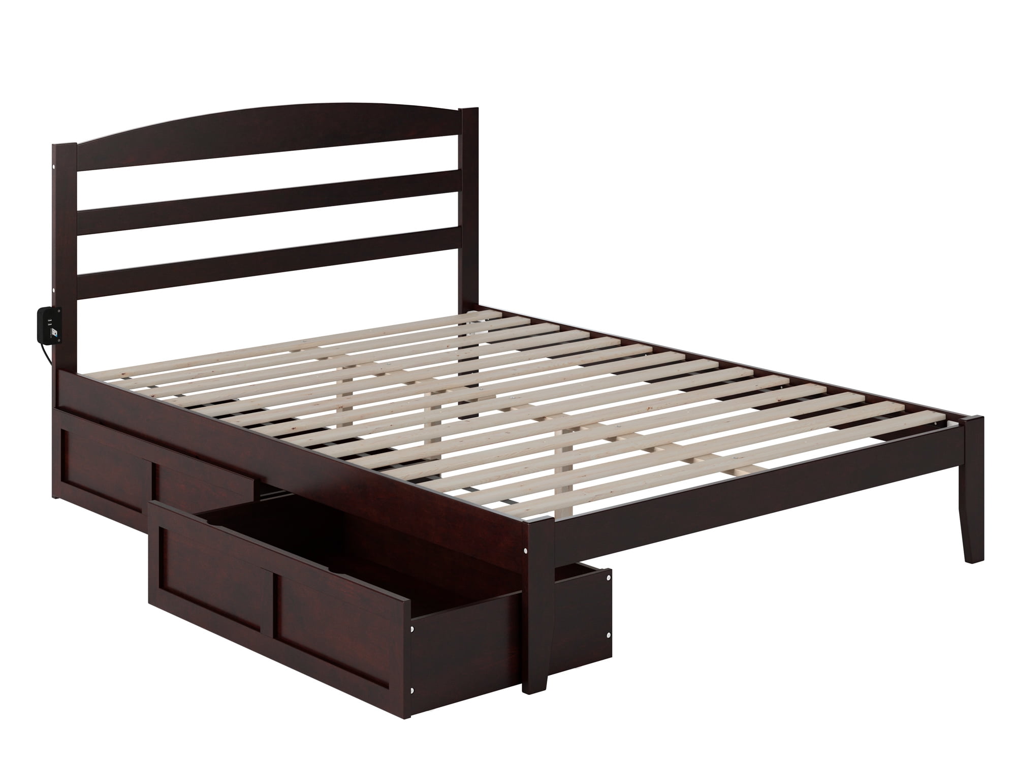 AFI Warren 14" Queen Wood Platform Bed Frame with Set of 2 Storage Drawers, Espresso