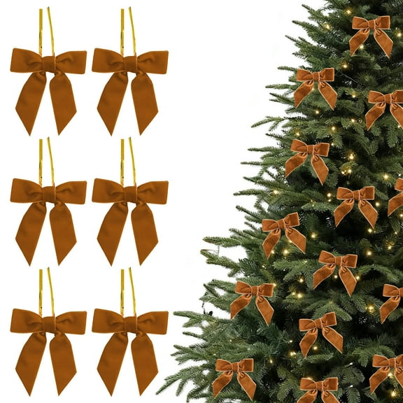 PRETXORVE 6 Burgundy Velvet Christmas Bows - Suitable for Christmas Tree Garlands - Gift Wrapping Crafts - Wedding Party Bows - Snack Bags, Baking Candy Bags, Home Decorations
