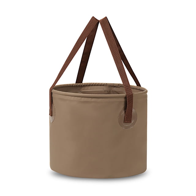 Cubo plegable al aire libre, a prueba de fugas, inodoro, portátil, para acampar, para picnic, lavar platos, remojar los pies, 10 l, color café YUNYI BRAND Deportes