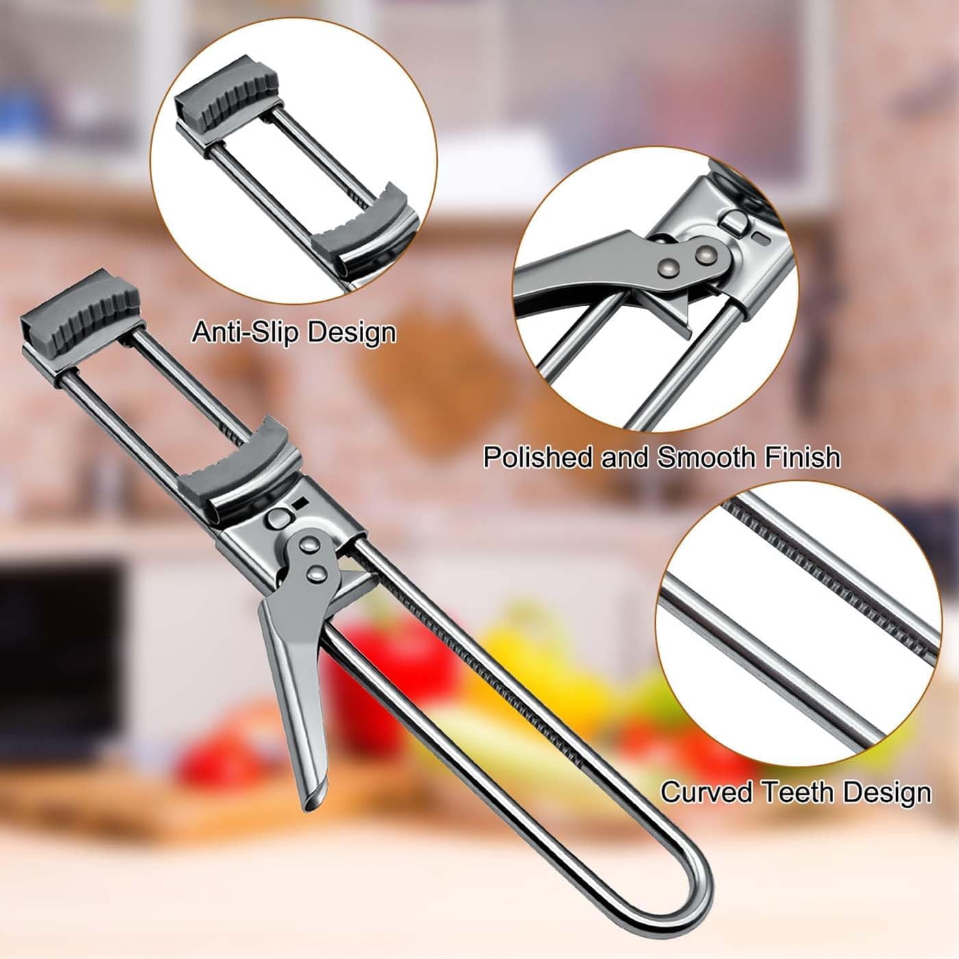 FRKSMD-Jar Opener for Weak Hands, Adjustable Stainless Steel Can Opener, Multifunctional Can Opener Kitchen Accessories(1, Length 8.98in)