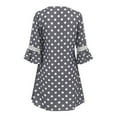 thumbnail image 6 of iOPQO casual dresses for women Women Summer Dresses For 2022 Ethnic Style Dress Lace Trim V Neck Floral Dress Dot Floral Printing Three Quarter Sleeves Swing Dress Bohemian Mini Dress Grey M, 6 of 6