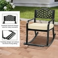 thumbnail image 3 of Ktaxon Outdoor Metal Rocking Chair, Patio Rocking Seating with Cushion & Footrest, Weatherproof Rockeror Porch Deck Garden Balcony, Grid Backrest, 3 of 7