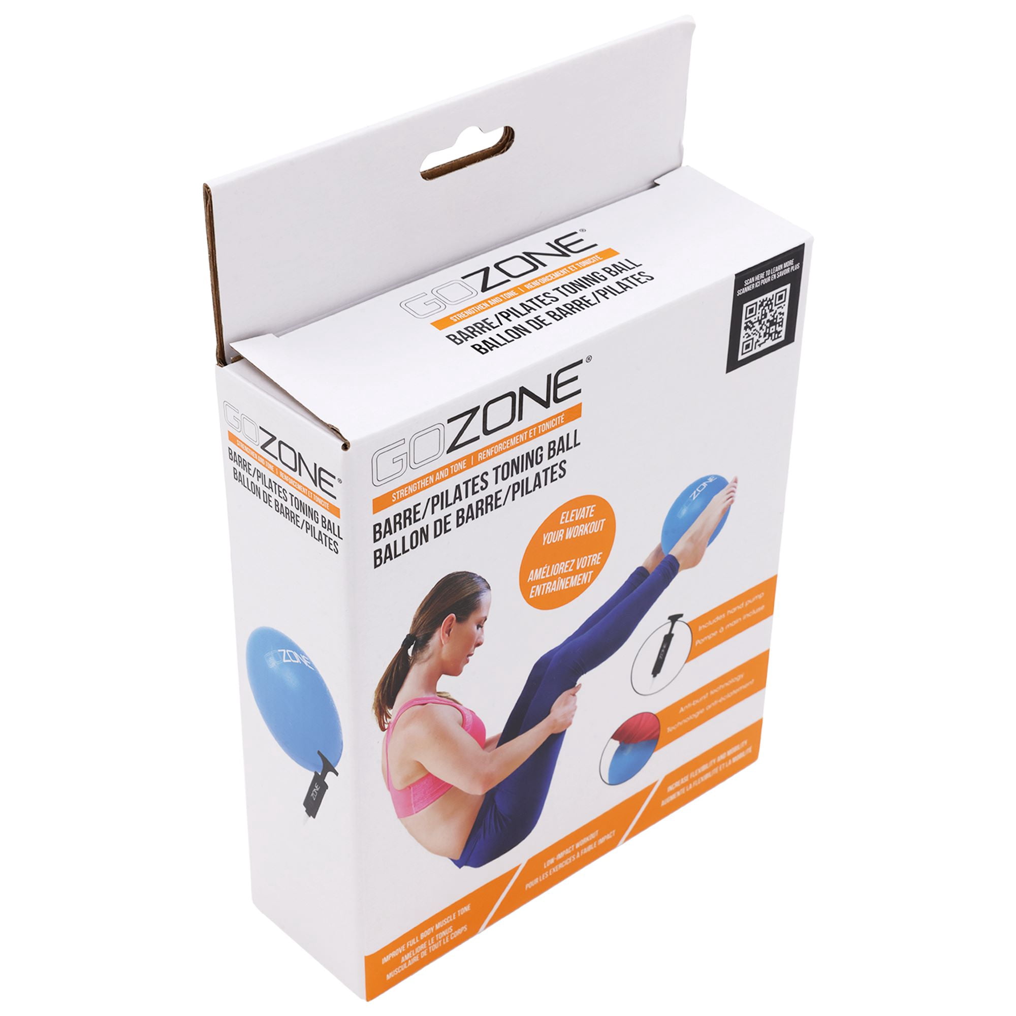 GoZone Exercise Ball for Pilates, Balance Ball for Toning, Yoga and Barre, Anti Burst, Includes Hand Pump, Blue, 9 Inch