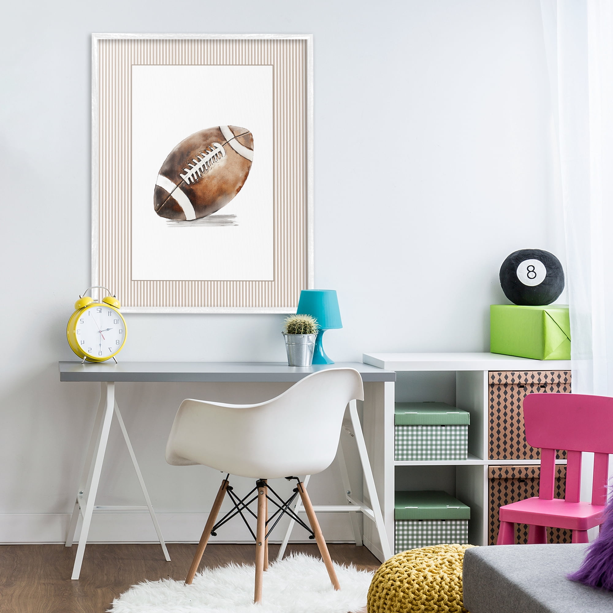Stupell Industries Vintage Sports Football White Framed Giclee Art, design by Christine Simpson Art