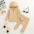 thumbnail image 2 of Fsqjgq Baby Boy Clothes 12-18 Months Outfit Toddler Kids Babys Girls Boys Spring Winter Solid Warm Thick Long Sleeve Pants Hooded Hoodie Sweatshirt Set Outfits Clothes Set Baby Winter Clothes, 2 of 9