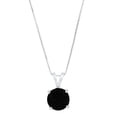 thumbnail image 1 of 3 ct Brilliant Round Cut Solitaire Natural Onyx 14k White Gold Pendant with 16" Chain, 1 of 4