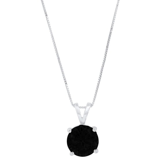 3 ct Brilliant Round Cut Solitaire Natural Onyx 14k White Gold Pendant with 16" Chain