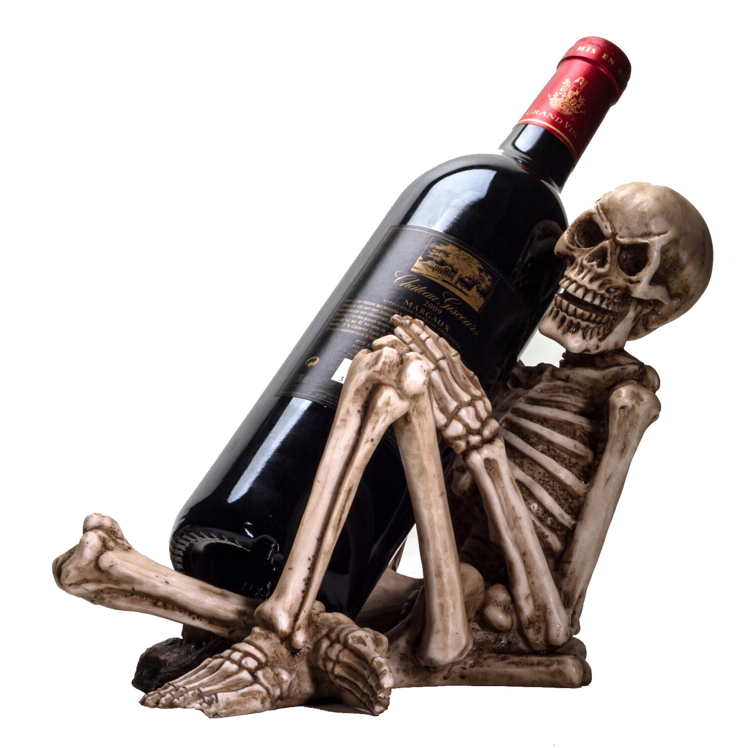 Skeleton Wine Bottle Holder Resin 6 x 8 inches 