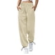 thumbnail image 1 of Pantalones De Mujer Cintura Alta Elástico Color Puro Cordón Bolsillos Sueltos Deportes Pierna Ancha Tobillo Atado Pantalones De Mujer Albaricoque M, 1 of 6