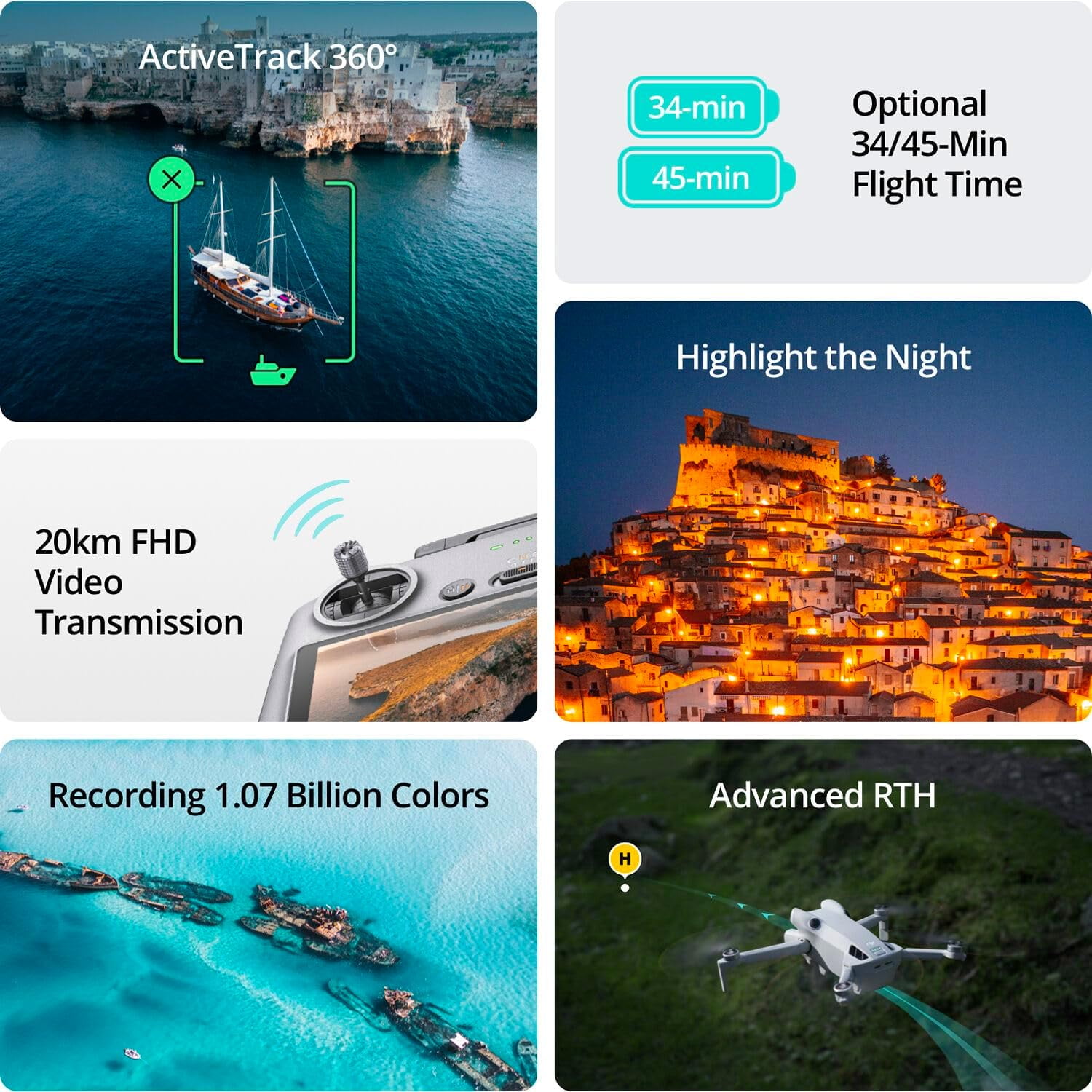 DJI Mini 4 Pro Drone Fly More Combo with RC 2 Controller (With Screen) Folding Drone with 4K Video, Under 249g, Vision Sensing 3 Batteries Bundle with 128GB Memory Card, 2 Year Warranty