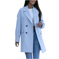 thumbnail image 2 of Puntoco Mujer Color Sólido Casual Manga Larga Suelta Solapa Doble Botonadura Chaqueta Abrigo Liquidación Puntoco Puntoco-4407, 2 of 9