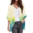 thumbnail image 2 of Noric Women's Floral Print Chiffon Cardigan Casual 3/4 Sleeve Open Front Loose Fit Lightweight Daily Layering Cover Up, 2 of 5