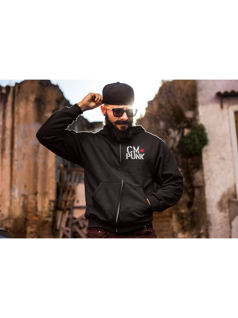 Return of CM Punk Blue Logo Black Zipper Hoody - Walmart.com