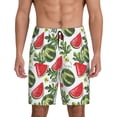 thumbnail image 1 of Balery Watermelons Pantalones cortos de pijama de punto de algodón para hombre con cinturilla y bolsillos-Large, 1 of 6