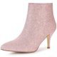 thumbnail image 1 of Botines Punta Puntiaguda Con Purpurina Tacón De Aguja Brillantina Para Mujer Rosa claro 35, 1 of 6