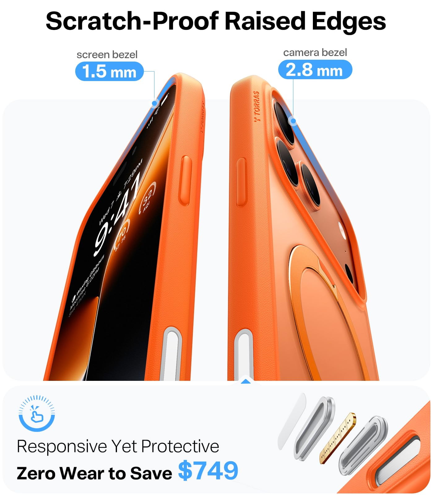 TORRAS Q3 Spin for iPhone 17 Pro Max Case with Camera Control Button, Wireless Charging Compatible, Shookproof Magnetic 360 Kickstand  for 17 Pro Max Phone Case with Stand, Cosmic Orange