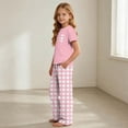 thumbnail image 5 of LEKWK Boys Girls 2 Piece Pajama Set Short Sleeve T-Shirts and Plaid Pants Kids Comfy Lounge Tracksuits Summer Fashion Home Sleepwear 2-14Y, 5 of 9